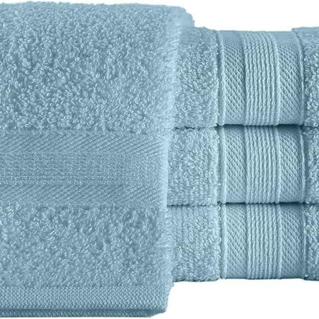 All Design Quick-Dry, High Absorbent 100% Cotton Towels for Bathroom Guests Pool Gym Camp Travel College Dorm (4 Piece Washcloth Set, Blue)