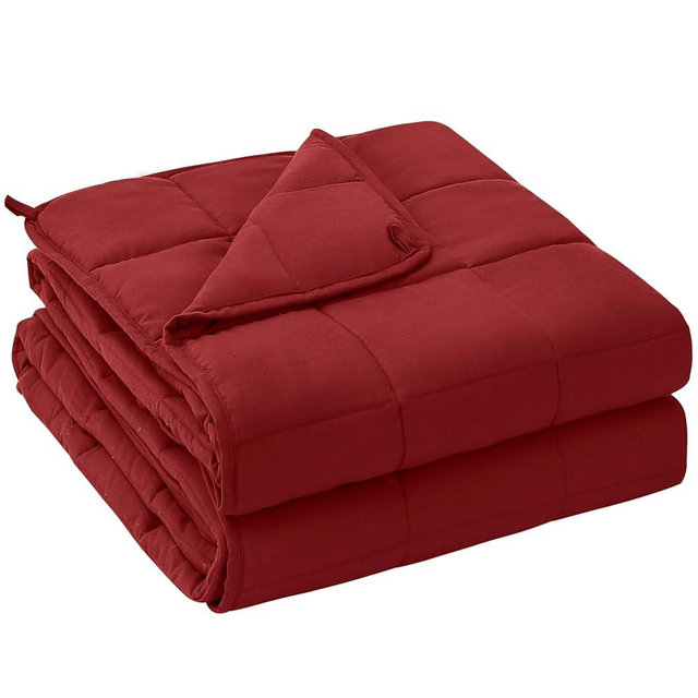 yescool Weighted Blanket for Adults (20 lbs, 60” x 80”, Red) Cooling Heavy Blanket for Sleeping Perfect for 190-210 lbs, Queen Size Breathable Blanket with Premium Glass Bead, Machine Washable
