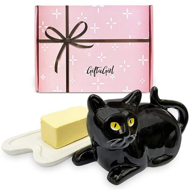 GIFTAGIRL Black Cat Gifts for Cat Lovers - Crazy Cat Lady Gifts or Cat Themed Gifts like Our Beautiful Butter Dish, are Great Cat Lover Gifts for Women or Cat Stuff for Cat Lovers. Ideal Cat Mom Gifts