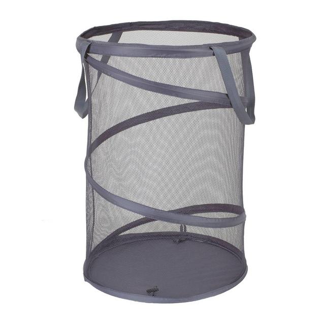 Scrunchable Round Laundry Hamper Blue Stitch Grid - Brightroom™ : Target