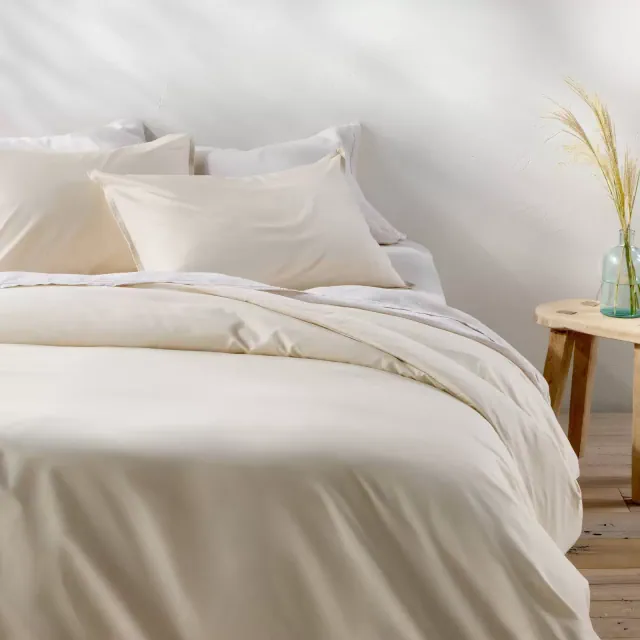 Full/Queen Cotton Percale Duvet Set Natural - Casaluna™