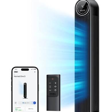 Dreo - 27ft/s Velocity Quiet Floor Fan, 90° Oscillation, 8 Speeds, Remote Control, 4 Modes,DC Motor, Nomad - Black