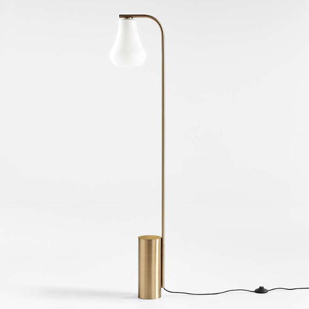 Arren Brass Floor Lamp with Milk Teardrop Shade