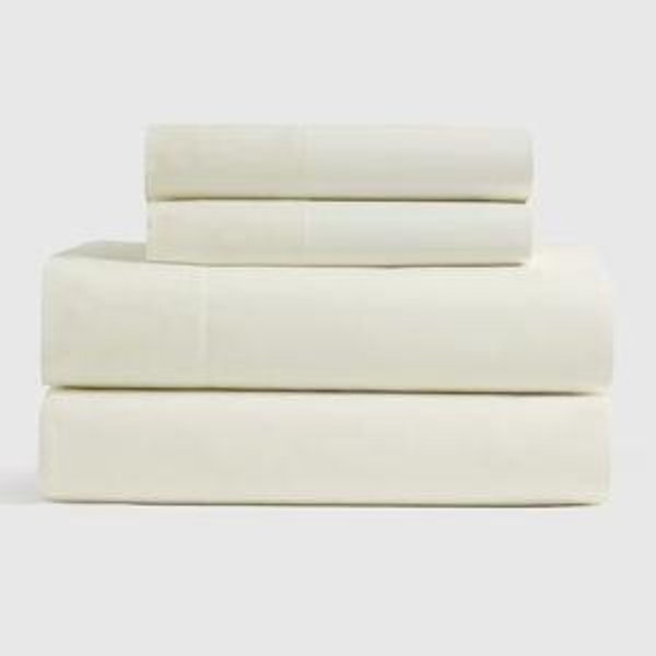 Quince- Classic Organic Percale Sheet Set in Ivory- King