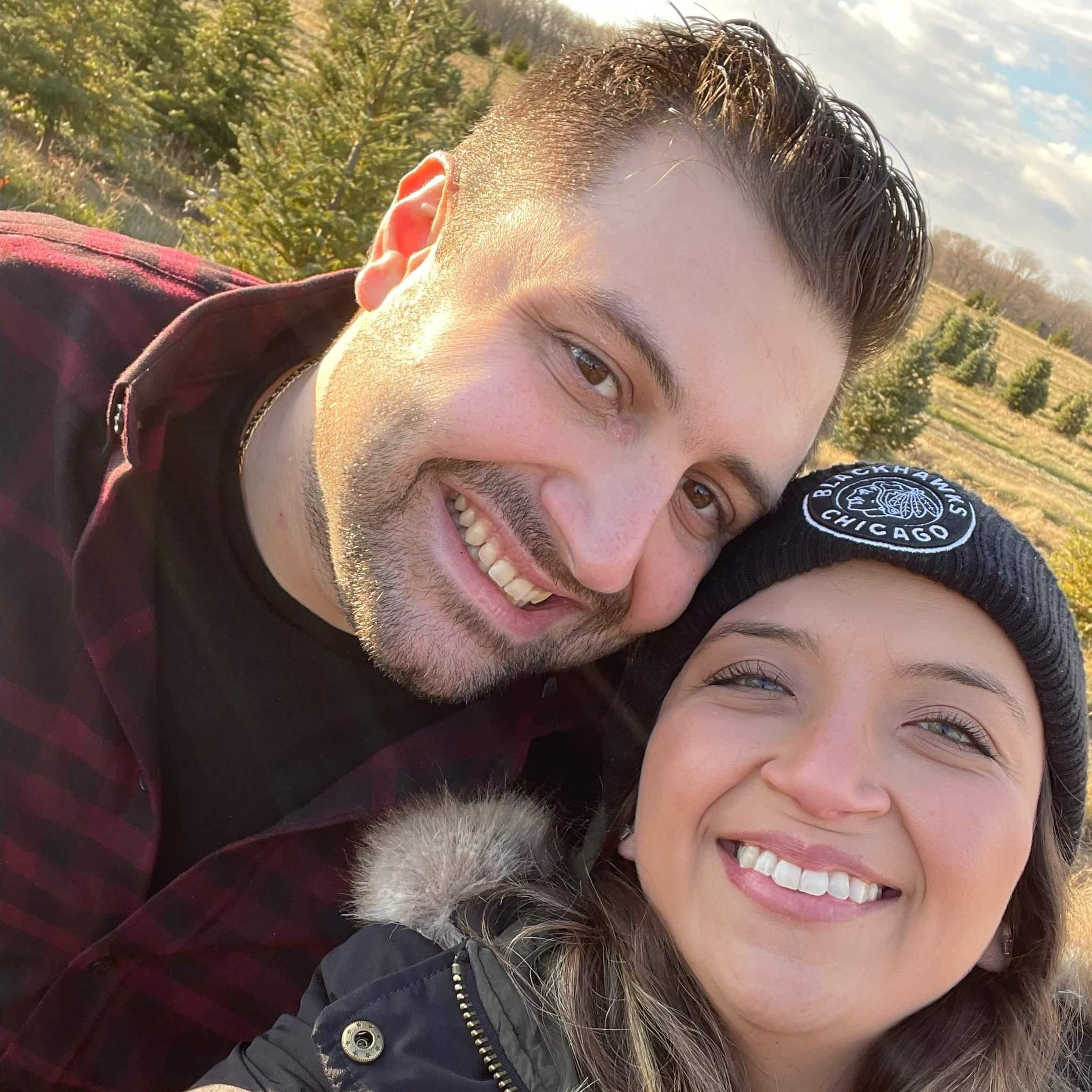 Selfies while picking out a Christmas tree!