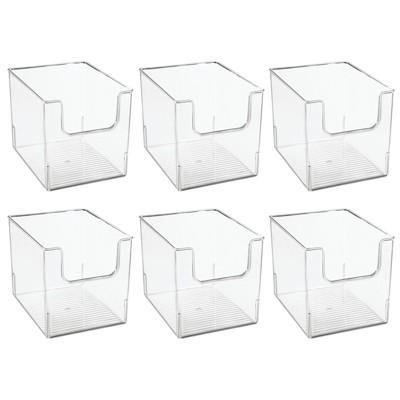 mDesign Kitchen Plastic Storage Organizer Bin with Open Front - 6 Pack - Clear