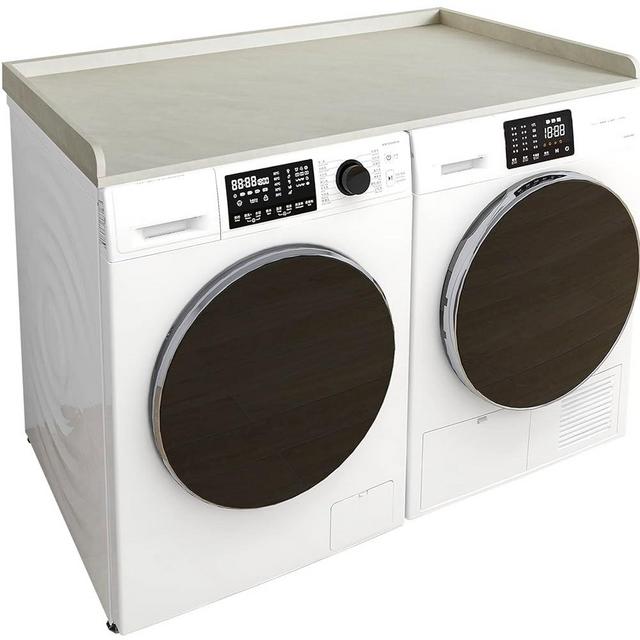 Kaboon Washer Dryer Countertop,Melamine Countertop with Edge Rails - 27.5" Depth x 54" Width, Sea Salt/Greylish White