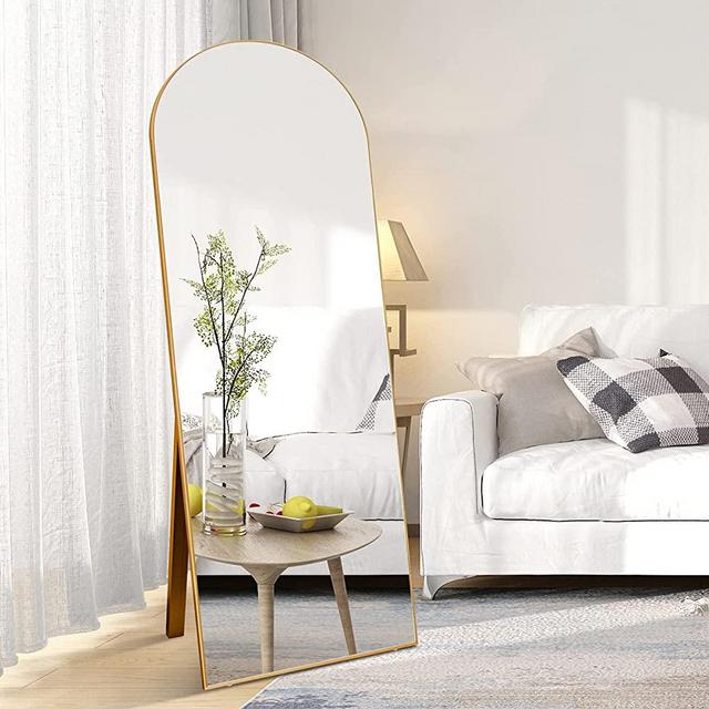 CONGUILIAO Full Length Mirror 65"x22", Arched Mirror, Large Floor Mirror with Stand, Full Body Mirror, Wall Mirror, Dressing Mirror for Bedroom Living Room (Gold)