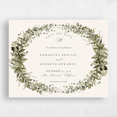 Linen, Beige Wedding Save the Date - Elowen Landscape