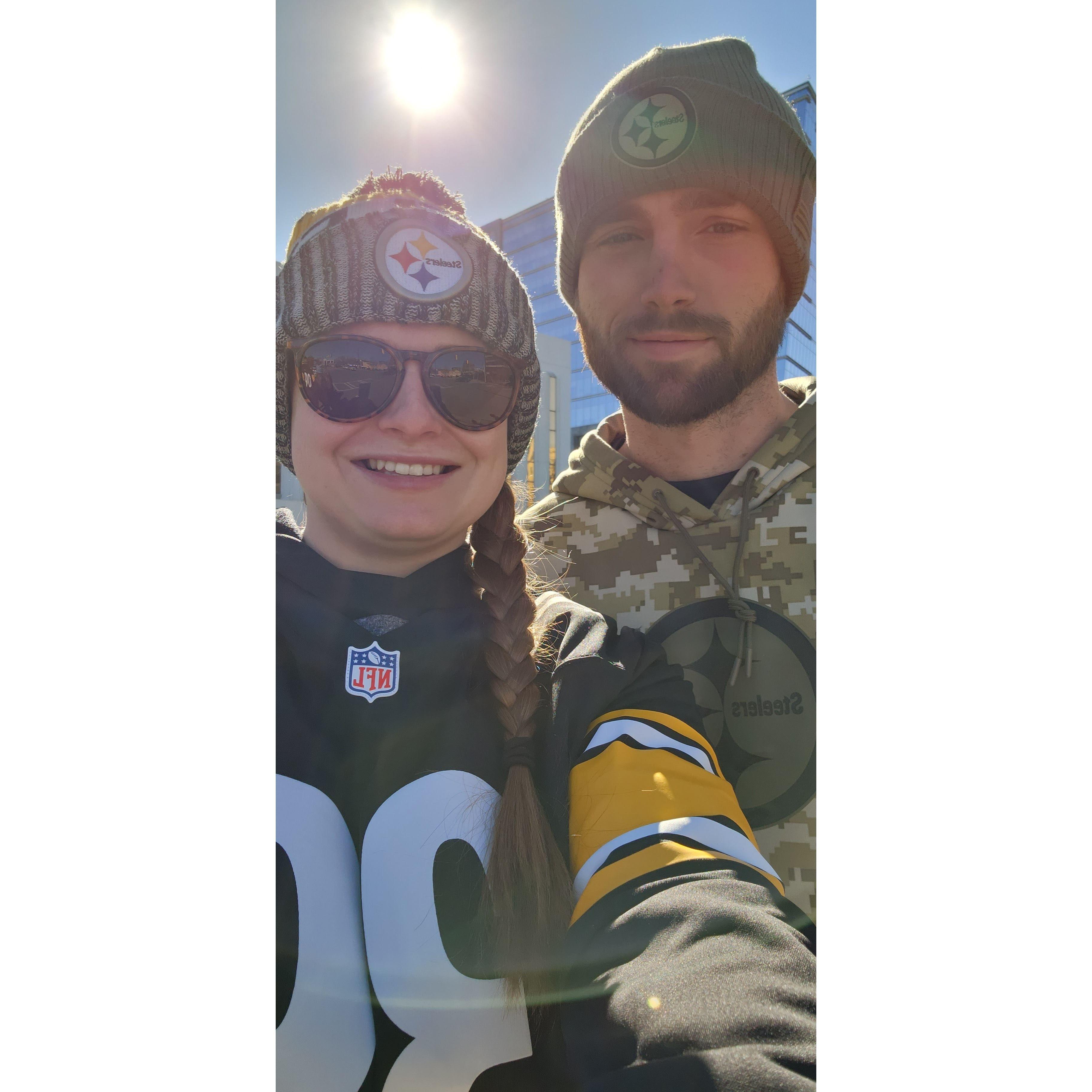 We enjoyed our first NFL game together and he even loves me enough to be a Steelers fan for a day!!