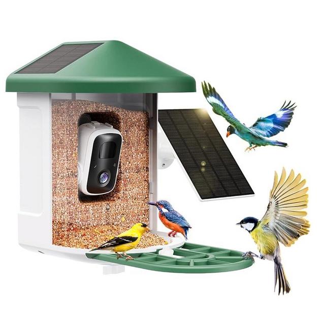 HARYMOR Bird Feeder with Camera with AI Identify Bird Species Solar Panel, Smart Bird House with Cam, Live View, Instant Arrival Alerts, Capture Bird Video, Ideal Gift for Bird Lover Watching Birds