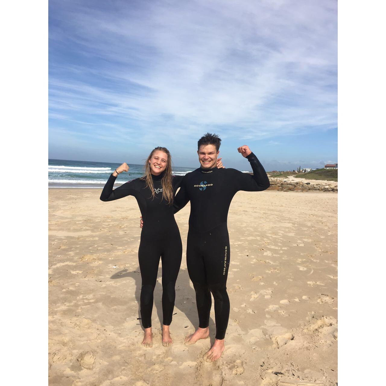 Twee "vrystaaters" by die see - ons GAAN swem!