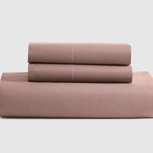 Organic Crisp Percale Fitted Sheet Set Without Flat Sheet- Size King, Color Fig