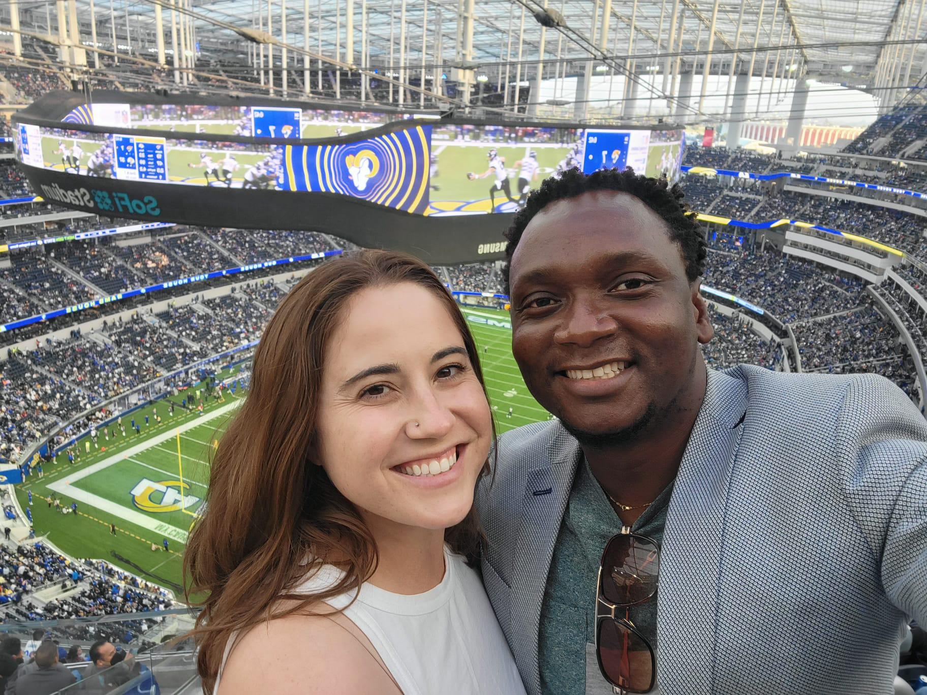 Thanks to Julia, Doug, and Jenna, Anderson saw his first NFL game.