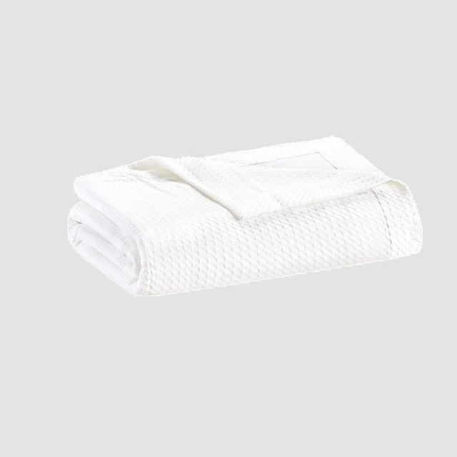 Madison Park Egyptian Cotton Luxury Blanket White 108x90 King Size Knit Premium Soft Cozy 100% Cerified Egyptian Cotton For Bed, Couch or Sofa