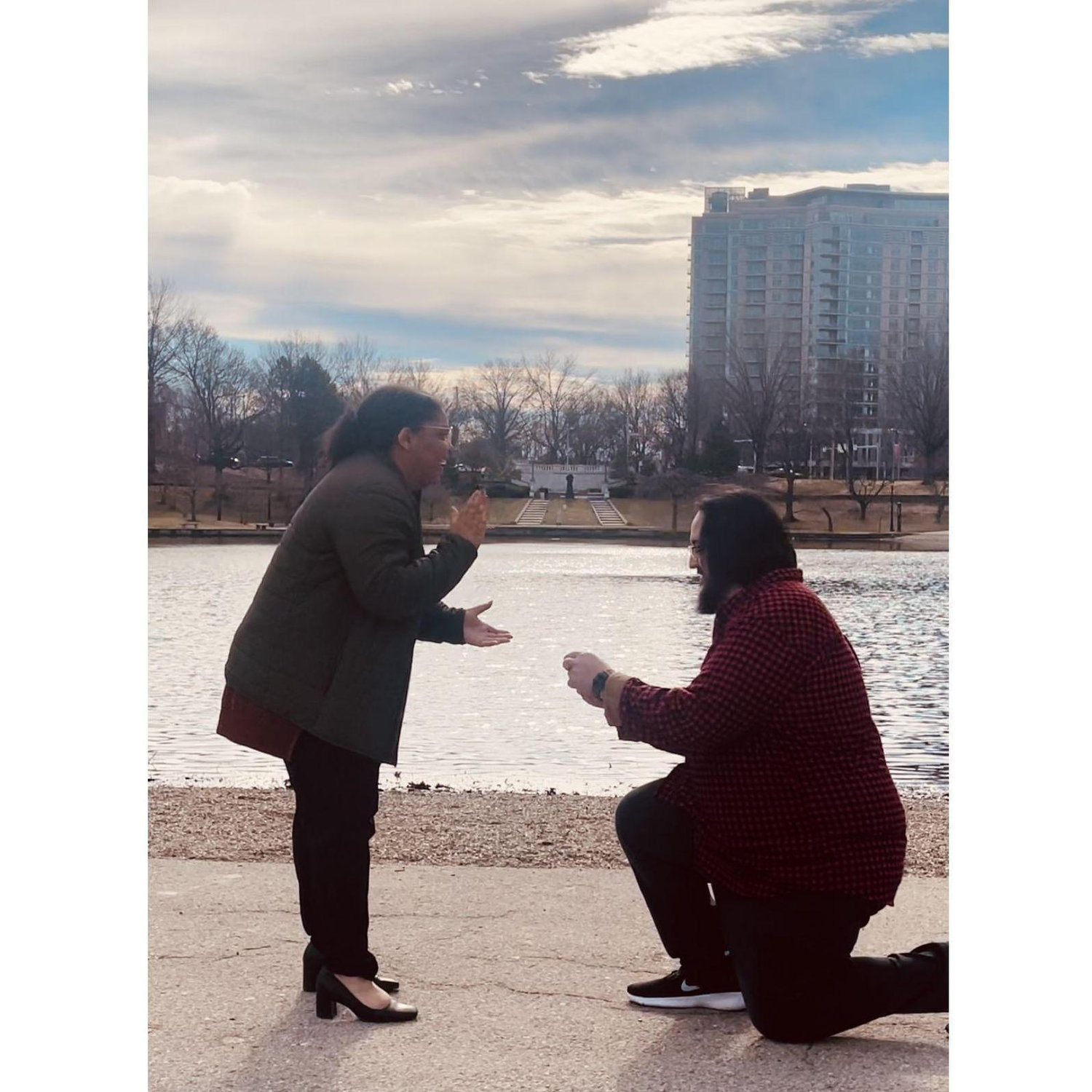 Connor surprised Liz during her lunch break, a total whirlwind proposal!