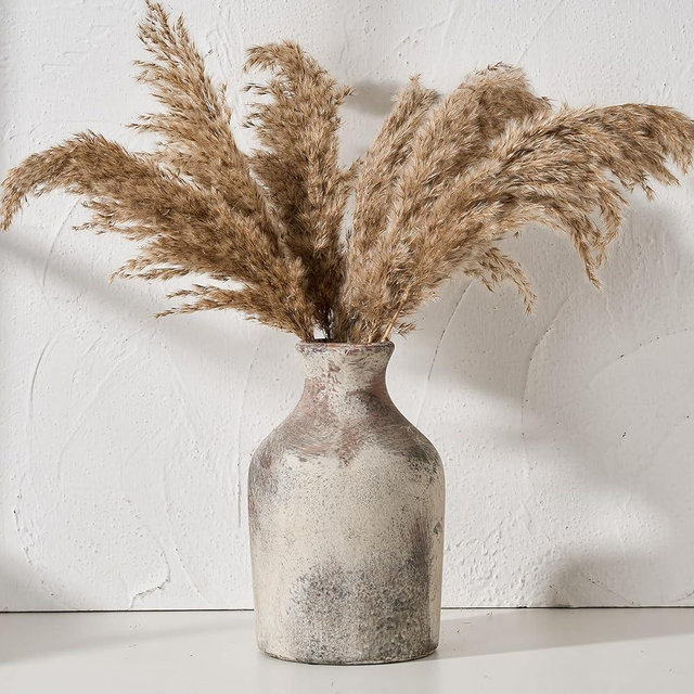 Vaseking 8.6 Inch Large Ceramic Rustic Farmhouse Vase, Terracotta Vintage Decor Vase for Home Decor, Table, Living Room Decoration, Wedding, Shelf Decor, Mantel, Rustic Brown