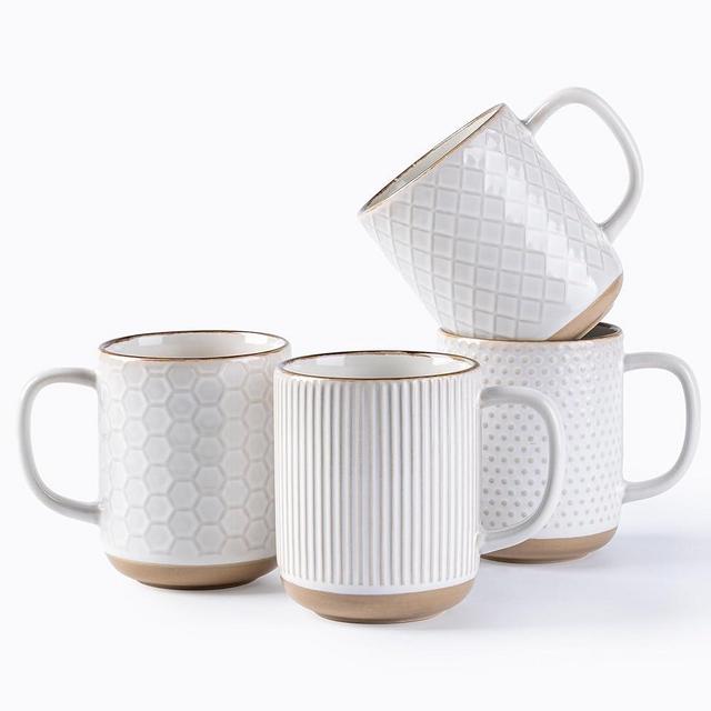 GBHOME Large Coffee Mugs Set of 4, 16oz Handmade Stoneware Coffee Mugs Set with Large Handle for Cappuccino/Latte/Tea/Hot Cocoa, Dishwasher & Microwave Safe, Off White