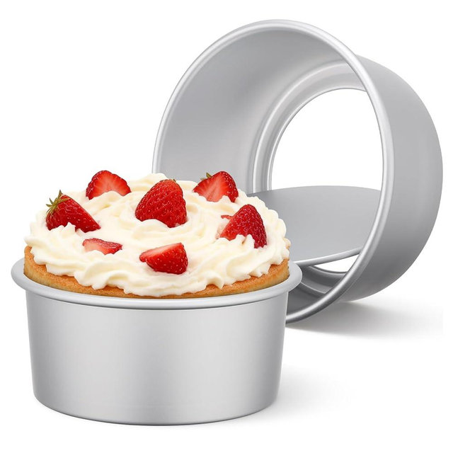 Beasea 6 Inch Round Cake Pan Set of 2, Nonstick Aluminum Alloy Cheesecake Pan with Removable Bottom for Oven Baking