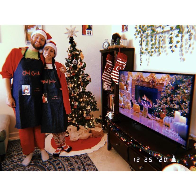 Christmas 2020. Just us in our weird matching aprons.
