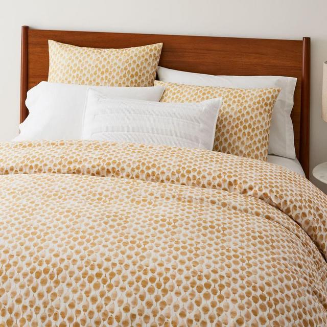Organic Stamped Dot Duvet Cover, King/Cal. King, Horseradish