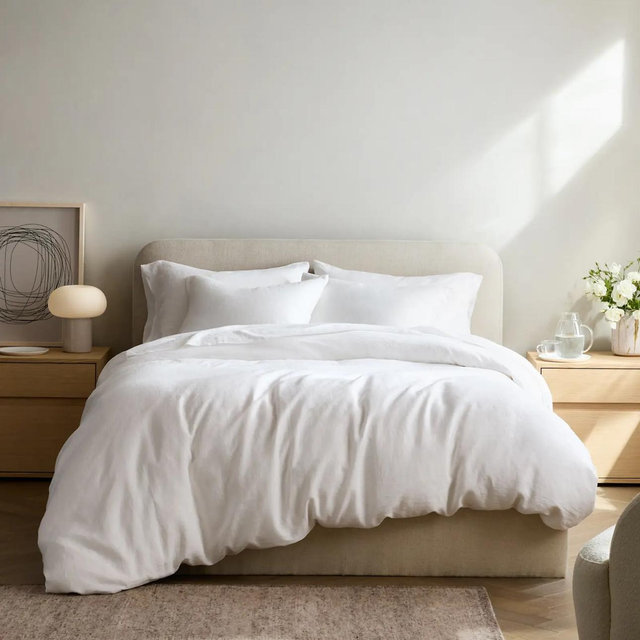 European Linen Duvet Cover Set - White, King/Cal King
