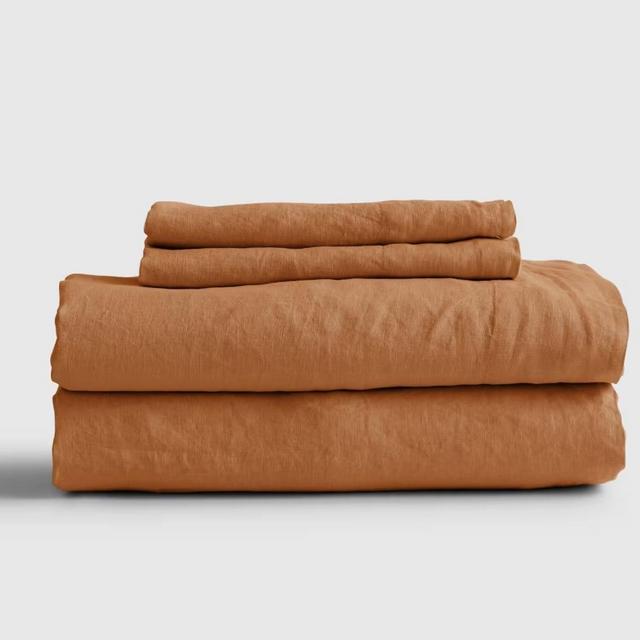 European Linen Sheet Set in Terracotta