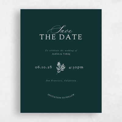 Dark Emerald, Green Wedding Save the Date - Leif Portrait