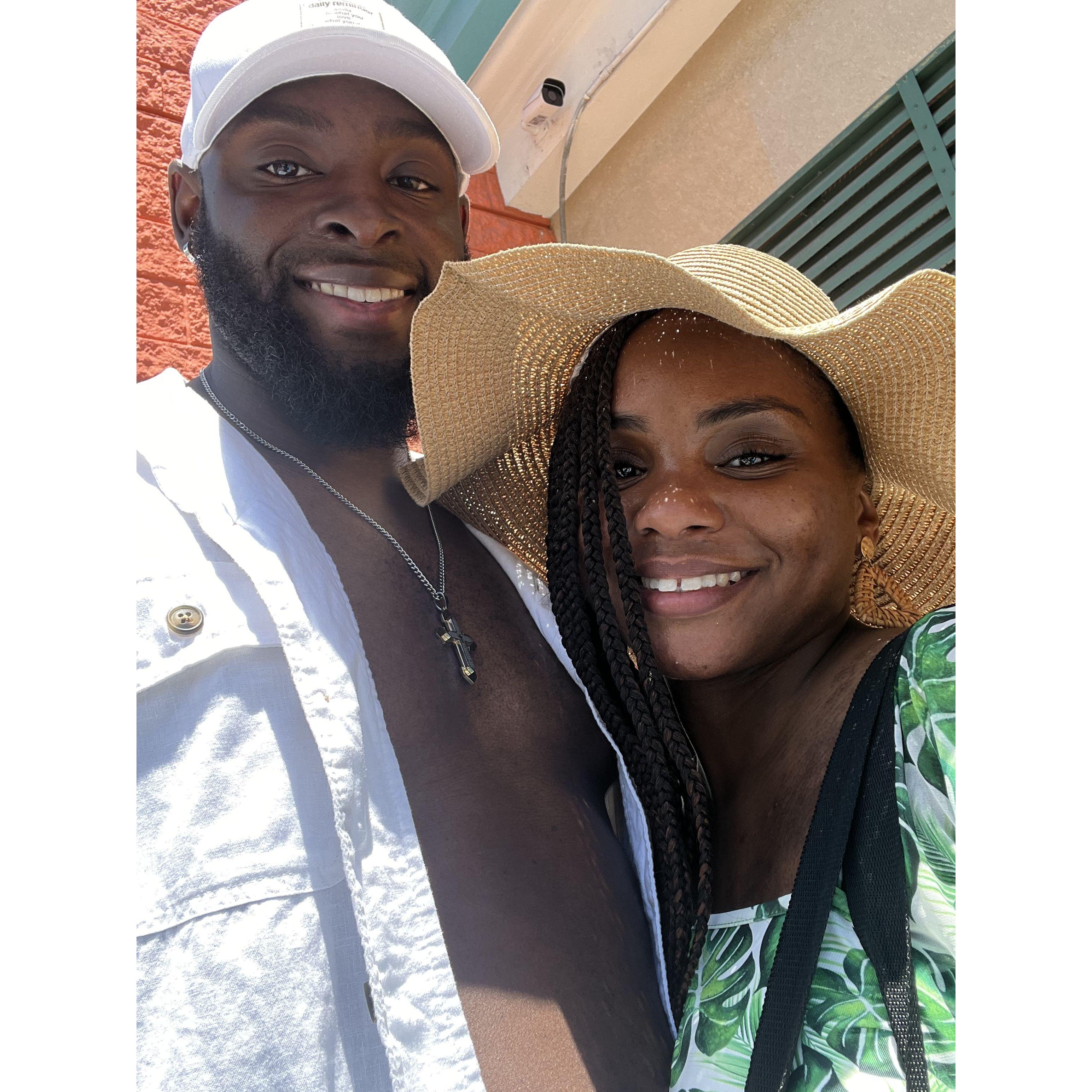 Here, we are in Jamaica. Shortly after this picture, Xavier was forced into buying a wooden owl.