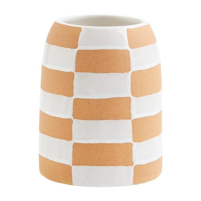 Mud Pie Terracotta Utensil Holder, 5"x5"x6.5", White