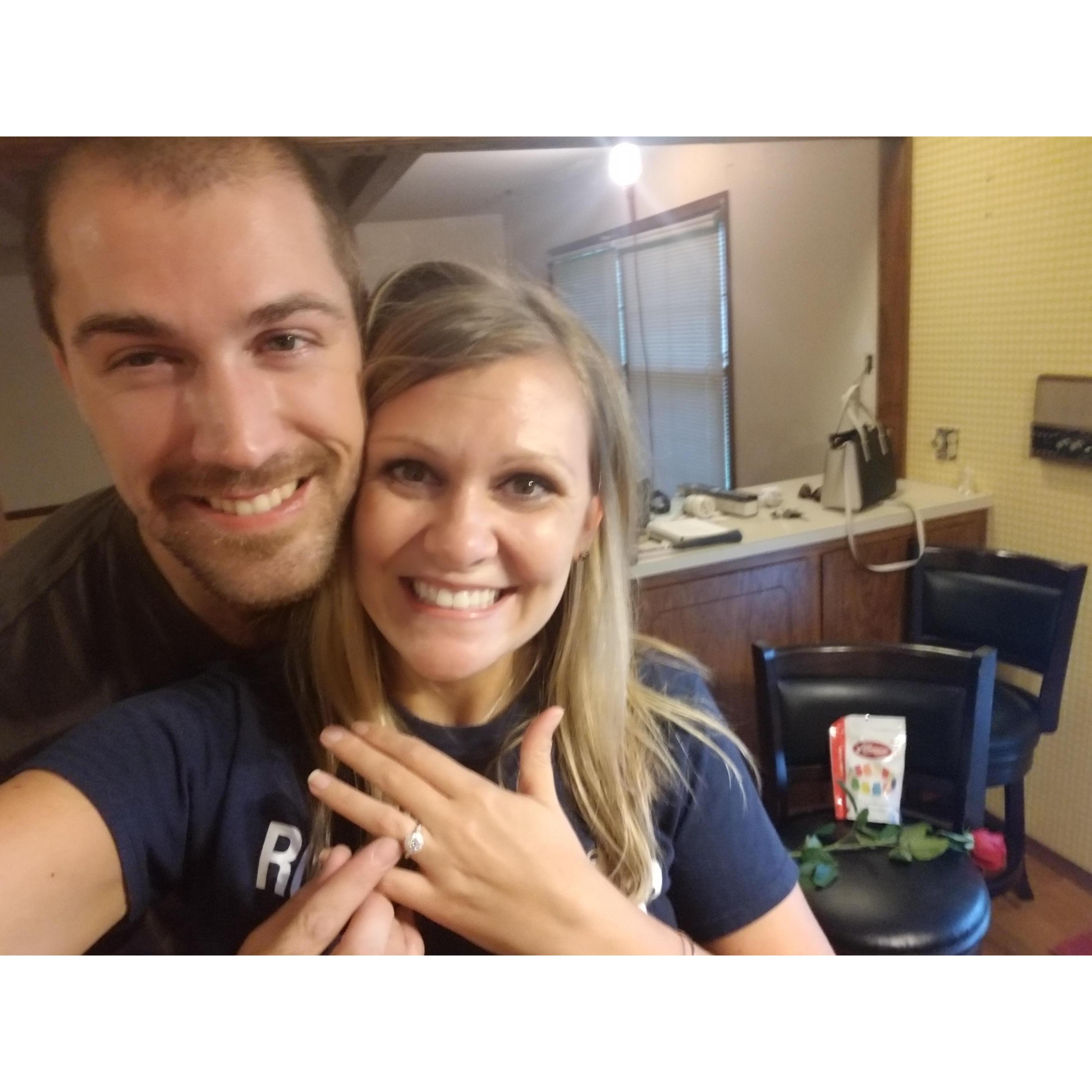Right after he proposed!  Paint clothes and all!