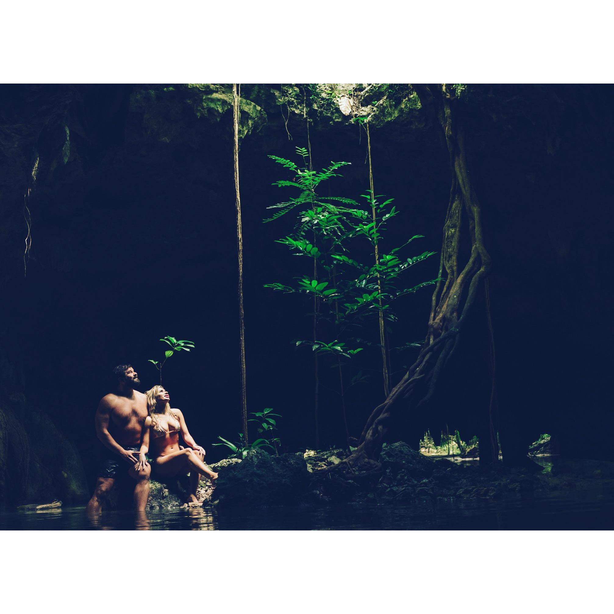 Touring a cenote in Tulum.