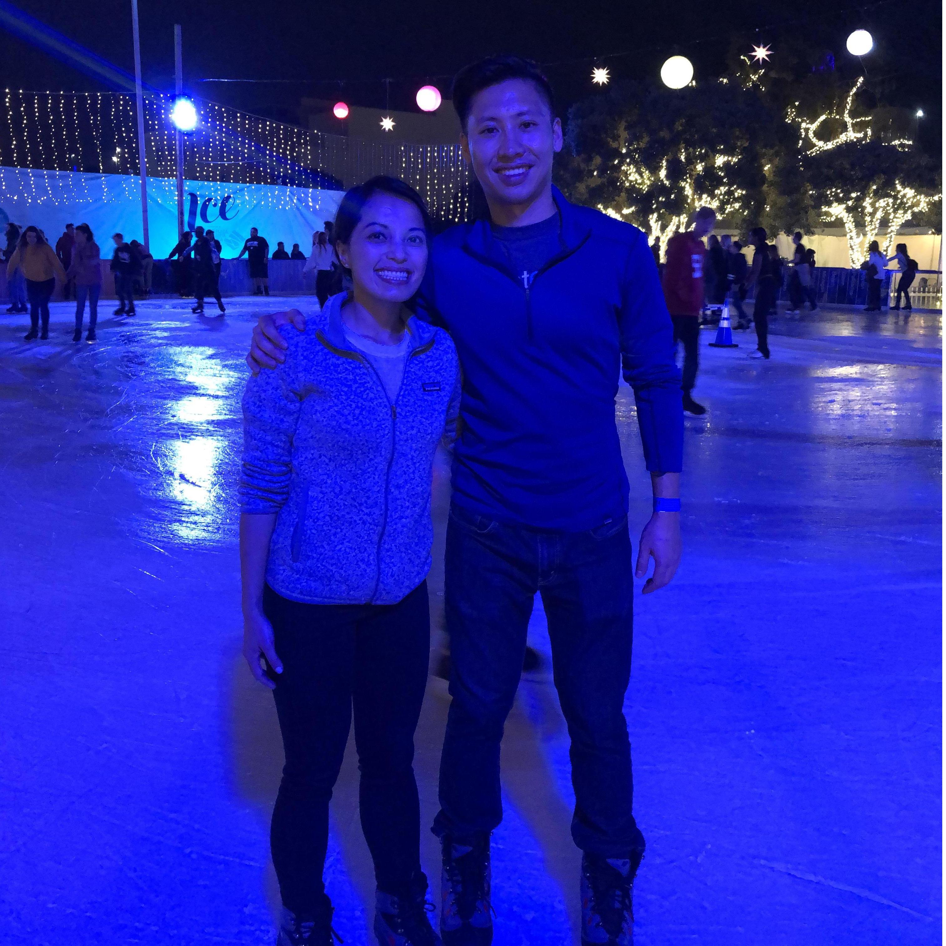 Ice skating! Allison doesn't know how to ice skate, but did super well!