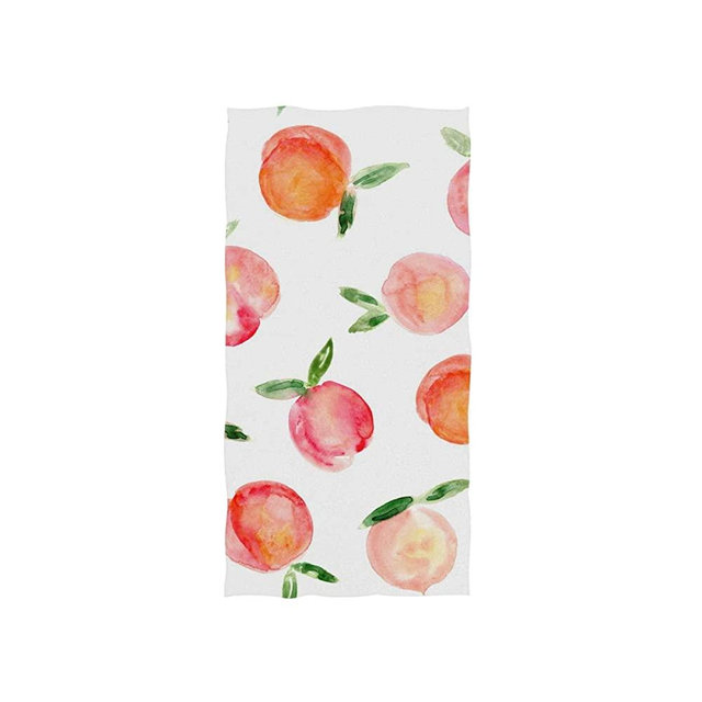 ZZAEO Seamless Watercolor Peaches Painted Fruit Towel Microfiber Hand Towel Ultra Lightweight Single-Sided Printing Fingertip Towel for Sport Gym for Both Adults and Kids-30 x 15 inches