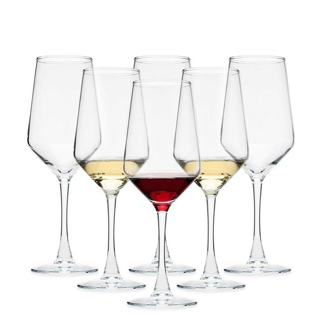 OUWO Wine Glasses Set of 6, 13.5oz Red & White Wine Glasses for Party, Long Stem Wine Glasses, Lead-free, Ideal Wine Accessories Gift (Clear)