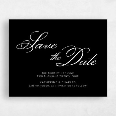 Black Wedding Save the Date - Arthur Classic