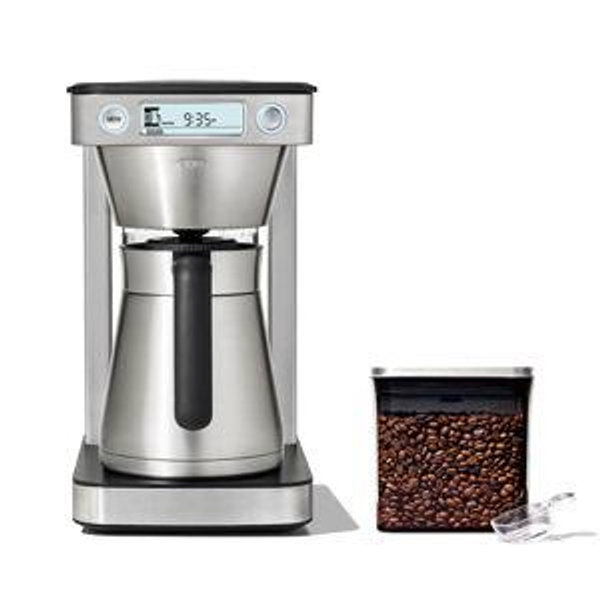 OXO - 12-Cup Coffee Maker with Podless Single-Serve Function & Steel Coffee POP Container (1.7 Qt) with Scoop Bundle