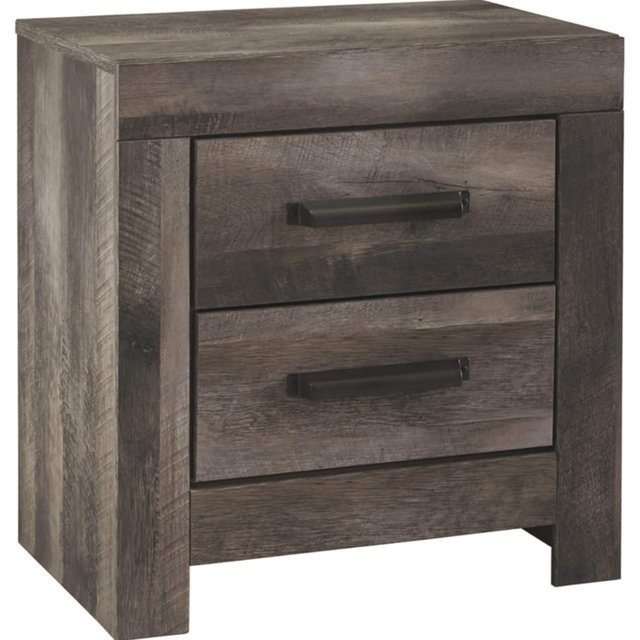 Signature Design by Ashley Wynnlow Rustic 2 Drawer Two Drawer Nightstand, Weathered Gray