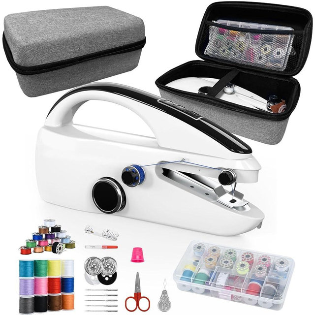 Handheld Sewing Machine, Mini Portable Hand Sewing Machine with 20 Thread Colors Emergency Sewing Kit, Suitable for Clothes, DIY Home Portable Sewing Machines(MH-600)