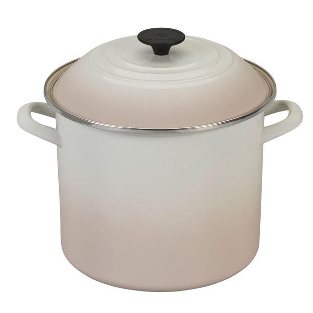 Le Creuset Enameled-Steel Stock Pot, 10-Qt., Meringue