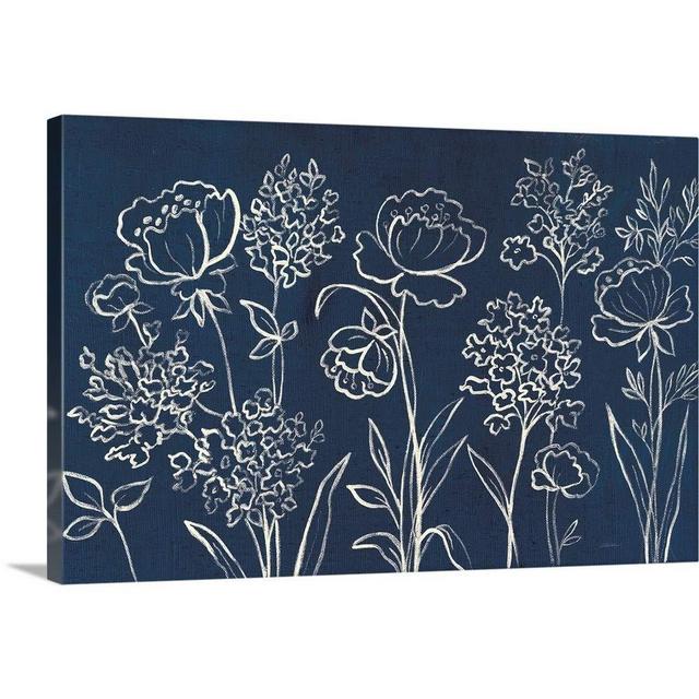 Indigo Floral I Canvas Wall Art Print, Floral Artwork