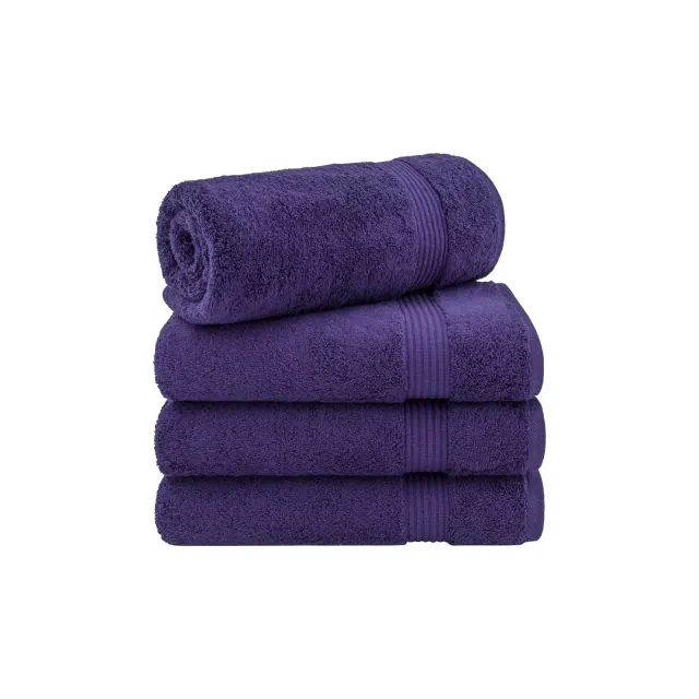 American Soft Linen Bekos 4 Pack Bath Towel Set, 100% Cotton Bath Towels for Bathroom, Purple