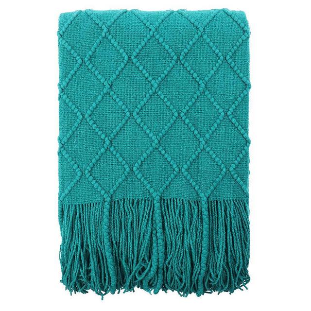 BATTILO HOME Soft Throw Blanket Warm & Knitted Blankets with Decorative Fringe Lightweight for Bed or Sofa Decorative, 52" x 80"