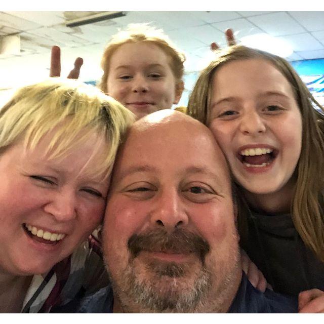 The 4 of us clowning around.