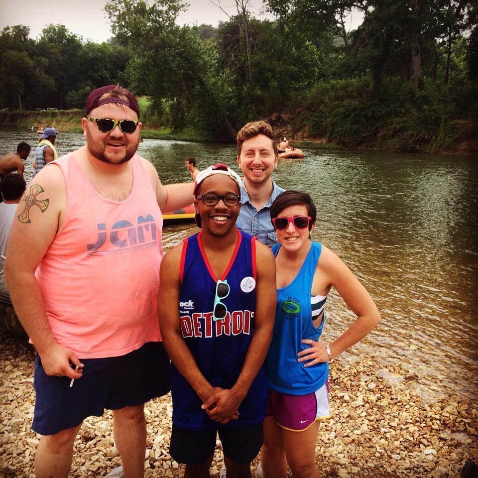 Floating the Illinois River in Tahlequah, OK in 2014 with the best man and one of the groomsman!