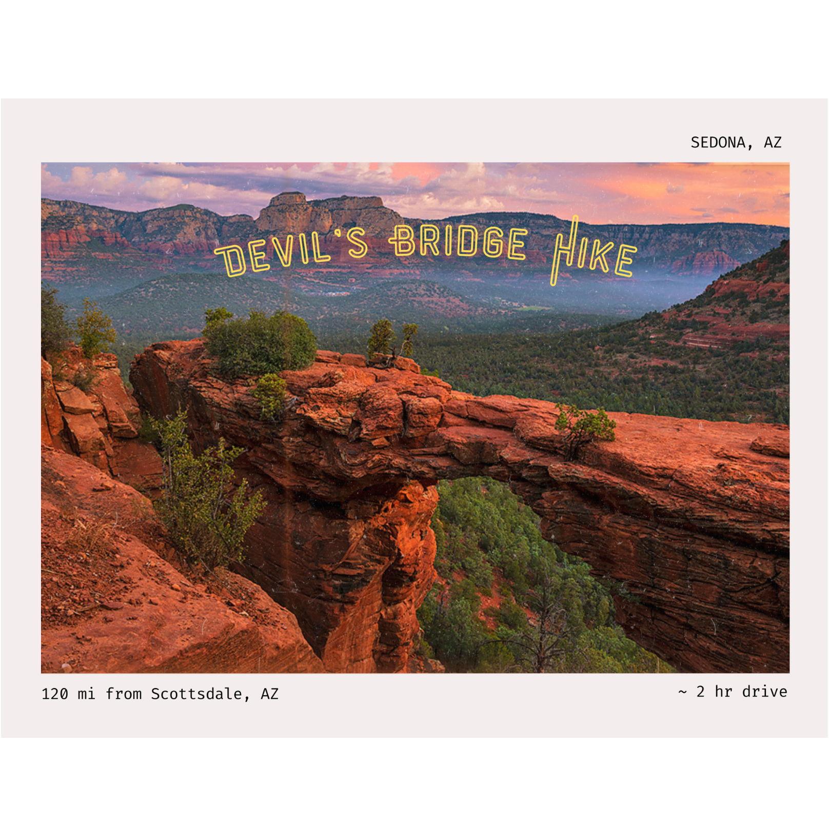 If you want to hike while visiting Sedona, Devils Bridge is a great choice —a moderately easy trail that leads to the area’s largest natural sandstone arch and great red-rock views.