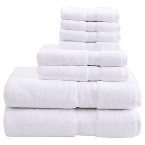 Madison Park 8pc 100% Cotton Highly Absorbent Bath Towel Set White: Heavyweight Terry, OEKO-TEX Certified