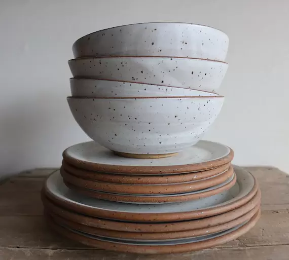 Dinner Plate - Salad Plate - Bowl - Raw Edge - Dinnerware - 1 Place Setting - KJ Pottery