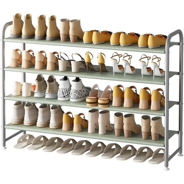 INGIORDAR Shoe Rack 4 Tier Storage Organizer Metal Shoe Shelf for Closet Entryway Grey