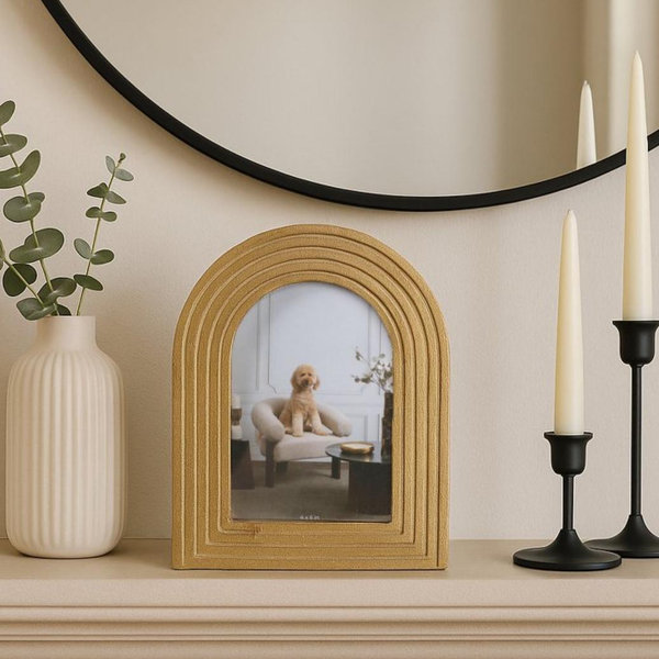 Arched Decorative Photo Frame for Home Decor - Contemporary Frame for Living Room, Bedroom, and Entryway Decor - 8", Gold